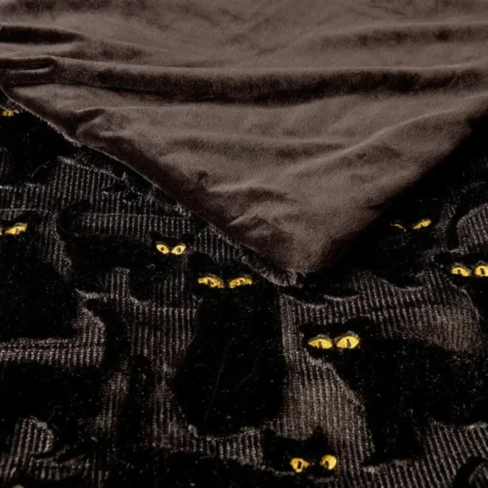 NWT Costco Halloween Faux Fur Throw Blanket Lot of 3 Ghost Cat Pumpkin